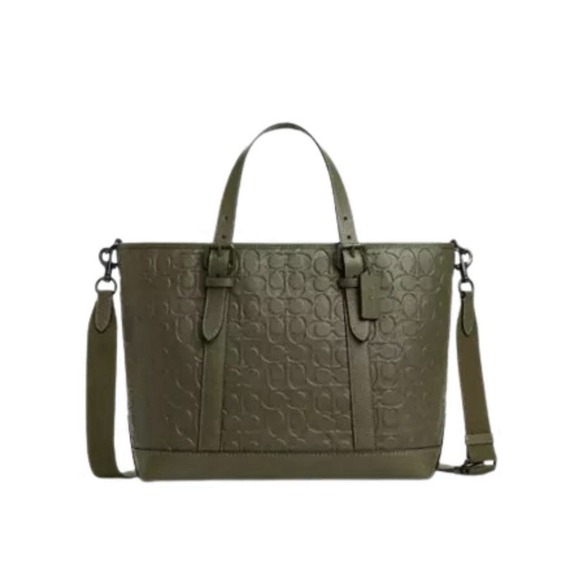 Coach Handbags - Coach WARNER TOTE BAG IN SIGNATURE LEATHER Olive Color New
